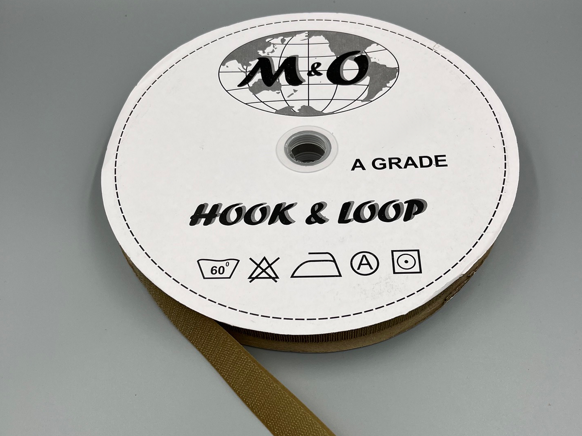 Велькро лента M&O 25мм 100% нейлон Cayot Brown крючок